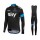 2016 SKY British Fietskleding Set Fietsshirt Lange Mouwen+Lange Fietsbroeken Bib Vliezen Zwart Blauw
