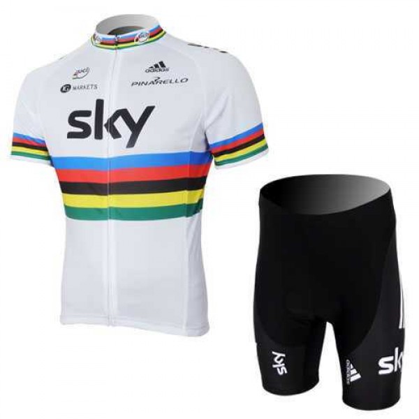 2013 Teams Sky UCI Wielerkleding Set Wielershirts Korte Mouw+Fietsbroekje Wit Zwart