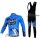 Saxo Bank Sungard Pro Team Fietskleding Set Wielershirts Lange Mouw+Lange Fietsbroeken Bib Blauw Zwart