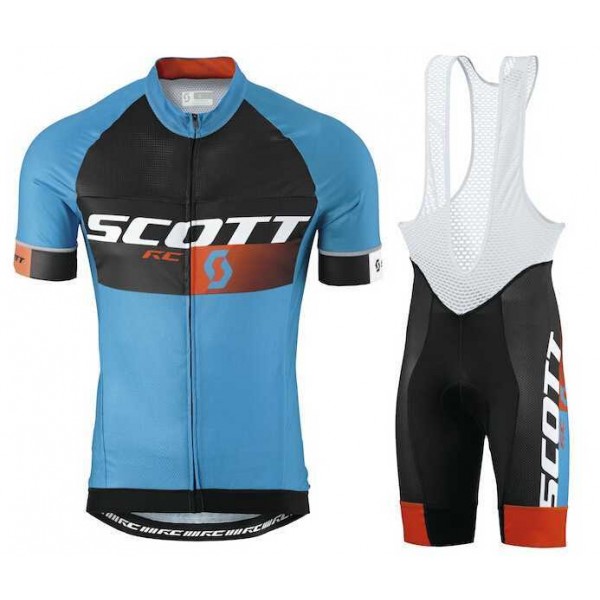 2015 Scott RC Pro Zwart-Blauw Fietskleding Set Fietsshirt Met Korte Mouwen+Korte Koersbroek