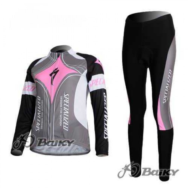Specialized Pro Team S-Works Fietskleding Set Wielershirts Lange Mouw+Lange Fietsbroeken Roze Grigio Dame