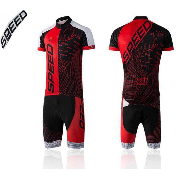 2016 Speed Fietskleding Korte Mouw+Fietsbroek Bib Rood Zwart