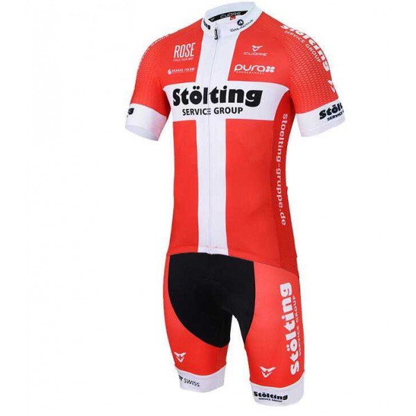 2016 Stolting Fietskleding Wielershirt Korte Mouwen+Fietsbroek Korte Rood