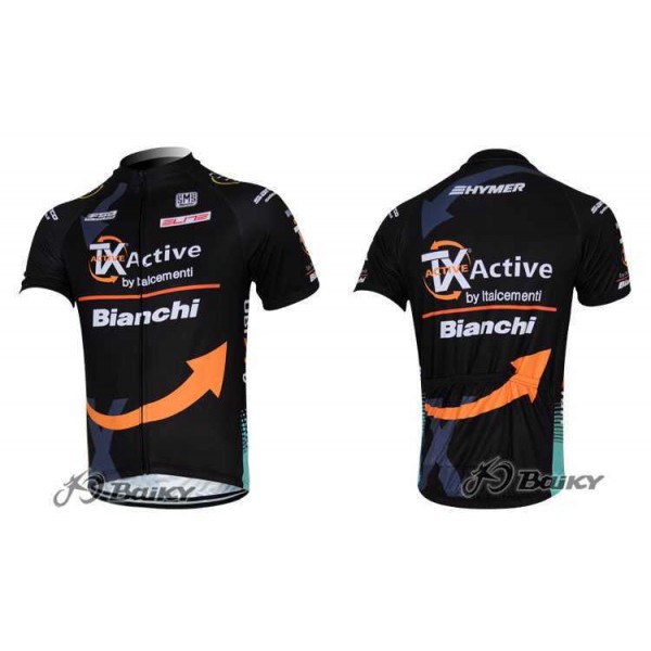 2012 TX Active Bianchi Pro Team Wielershirt Met Korte Mouwen Zwart