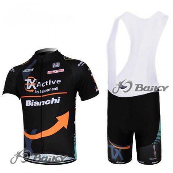 2012 TX Active Bianchi Pro Team Fietskleding Set Fietsshirt Met Korte Mouwen+Korte Koersbroek