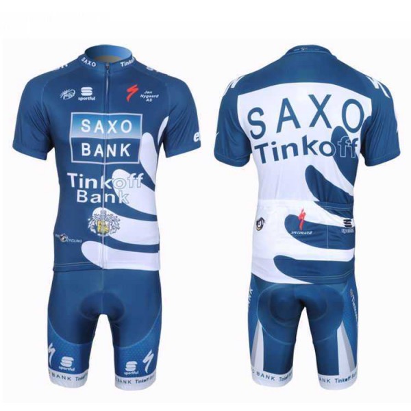 2013 Saxo Bank Tinkoff Pro Team Outlet Wielershirt Met Korte Mouwen Blauw