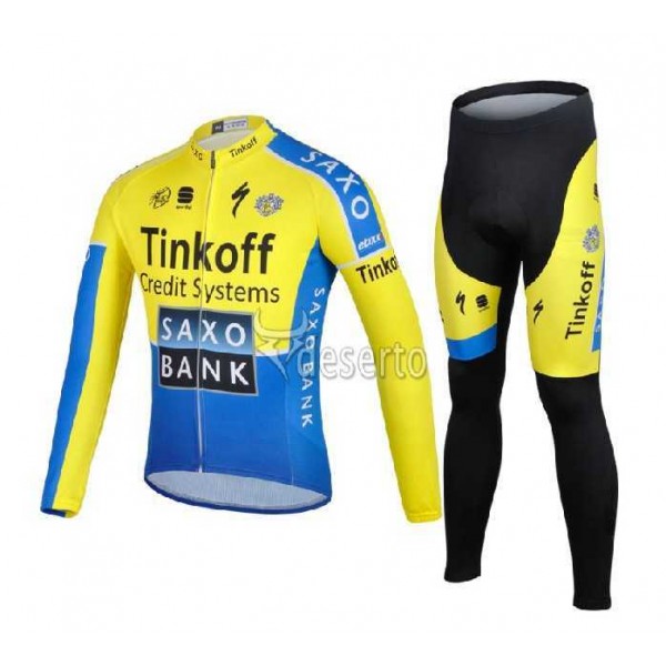 Saxo Bank Tinkoff 2014 Wielerkleding Set Wielershirt Lange Mouw+Lange Fietsbroeken