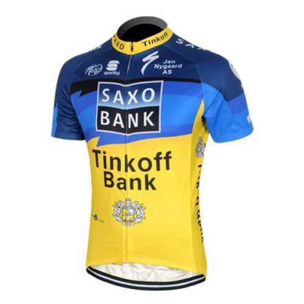 2013 Saxo Bank Tinkoff Pro Team Outlet Wielershirt Met Korte Mouwen Blauw Geel