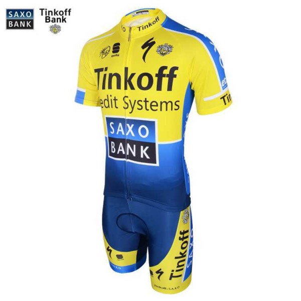 Saxo Bank Tinkoff 2014 Wielerkleding Set Set Wielershirts Korte Mouw+Fietsbroek