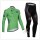 Tour De France Le Coq Sportif 2014 Wielerkleding Set Wielershirt Lange Mouwen Groen+Lange Fietsbroeken