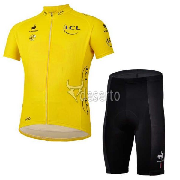 Tour De France Gele Wielerkleding Set Set Wielershirts Korte Mouw+Fietsbroek
