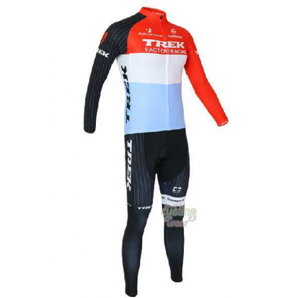 2014 Trek Factory Racing Fietskleding Wielershirt Lange Mouw+Lange Fietsbroeken Rood Wit