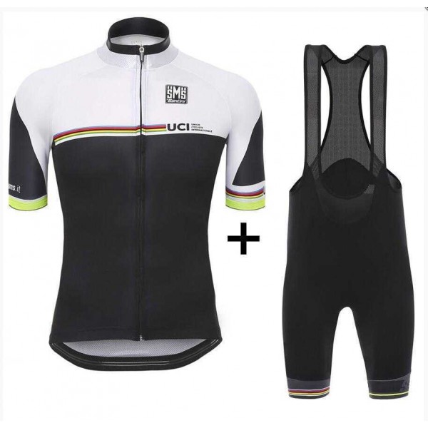 2016 UCI Fietskleding Set Fietsshirt Met Korte Mouwen+Korte Koersbroek Zwart Wit