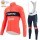 Fietskleding Profteams Winter Fleece Trek Segafredo 2022 Pro Wielerkleding Fietsshirt Lange Mouw+Lange Fietsbroek Bib rood rIb